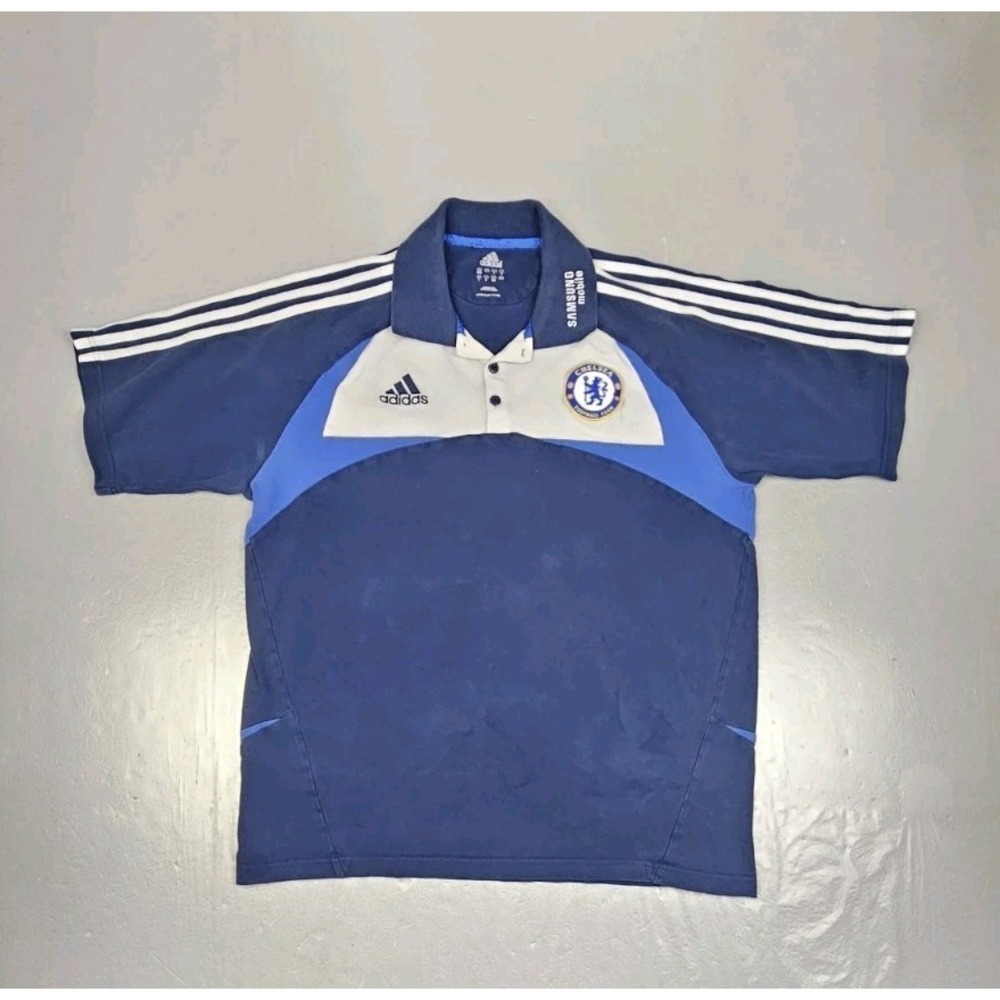 Adidas Chelsea 07 Polo Shirt Mens Large Blue Soccer Training‎ Samsung Football